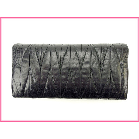 Miu Miu Long Wallet Matelasse Black Leather - Picture 2 of 7
